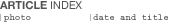 ARTICLE INDEX