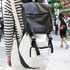 定点観測,ストリートファッション,ストリートスナップ,ファッションスナップ,across,アクロス,オールインワン,サロペット,コンビネゾン,つなぎ,デニム,白,ホワイトデニム,ボーダー,マリン,金髪,ハイトーンヘア,リュック,